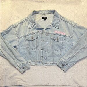 PLAYBOY Light Blue Cropped Denim Jacket